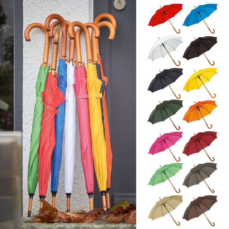 Umbrela automata cu maner curb din lemn - 0103132