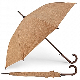 Umbrela din pluta cu maner curb din lemn - 99141